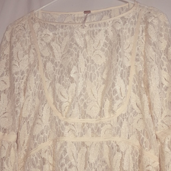 Poet Sleeves Lace Babydoll Tunic Dress - Picture 5 of 8